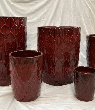 Ceramic Pots CAPPL-1248 RED BLACK