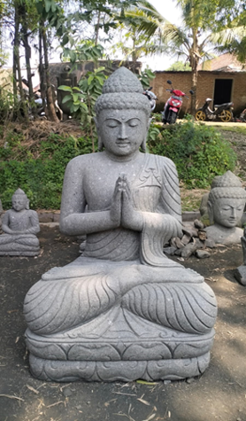 Seated Buddha praying stone sculpture for garden décor handcrafted stone sculptures India