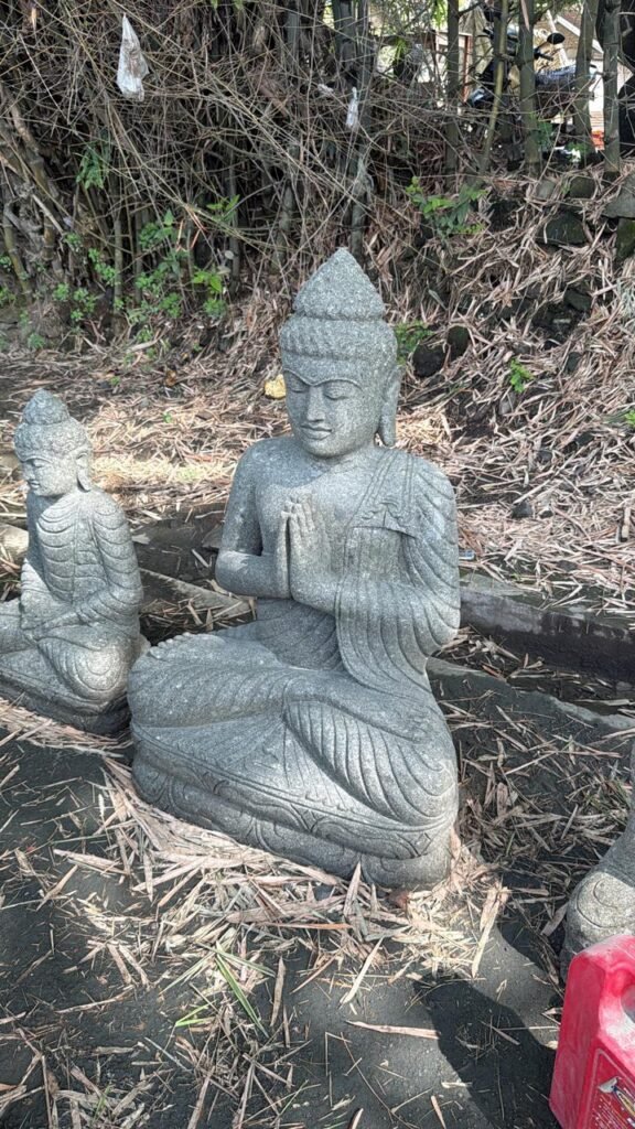Seated Buddha praying stone sculpture for garden décor in India