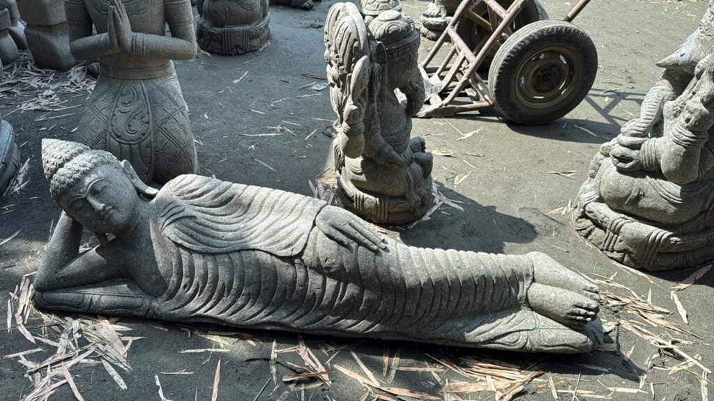 Sleeping Buddha right side stone sculpture for garden décor handcrafted stone sculptures India